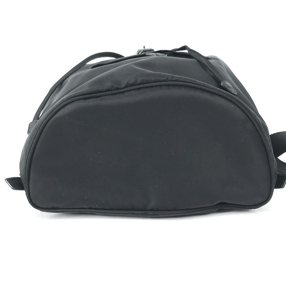 Prada Backpack 1Bz032 Nylon / Leather Black With Logo Triangle Logo Plate Women Secondhand