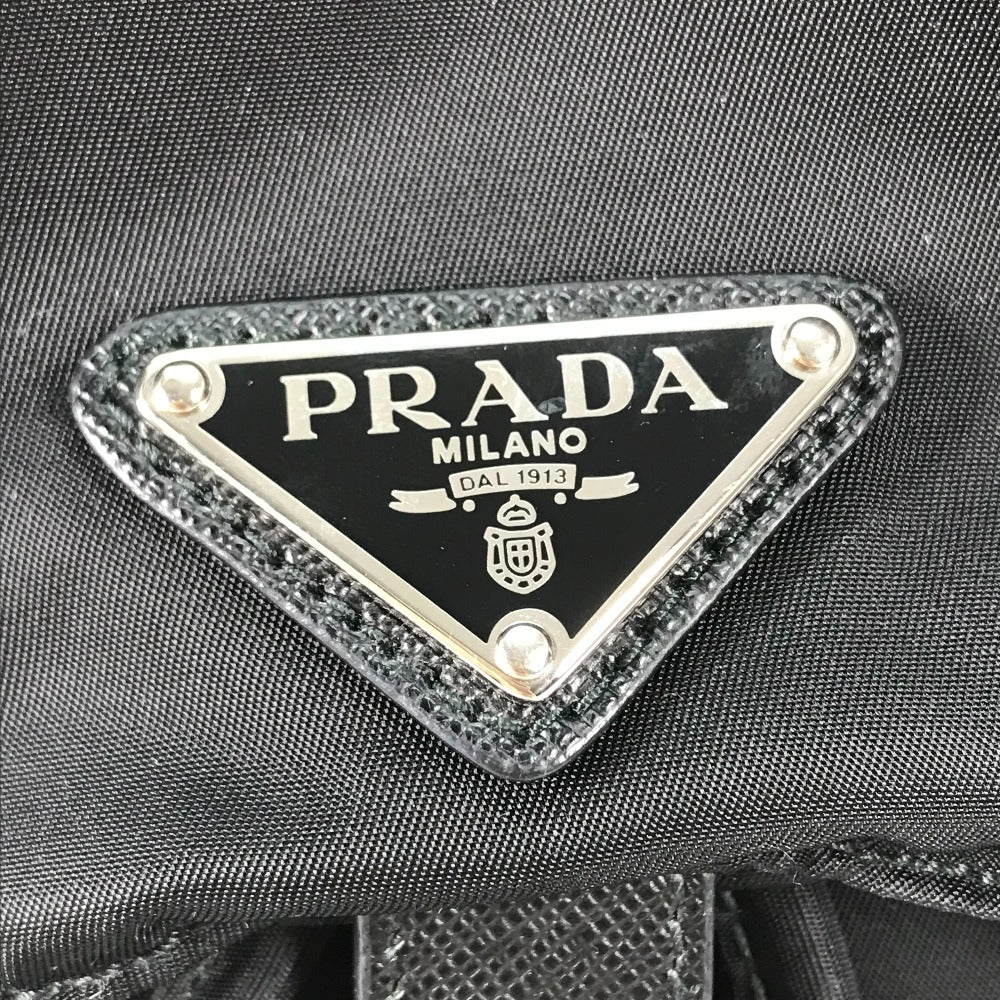 Prada Backpack 1Bz032 Nylon / Leather Black With Logo Triangle Logo Plate Women Secondhand