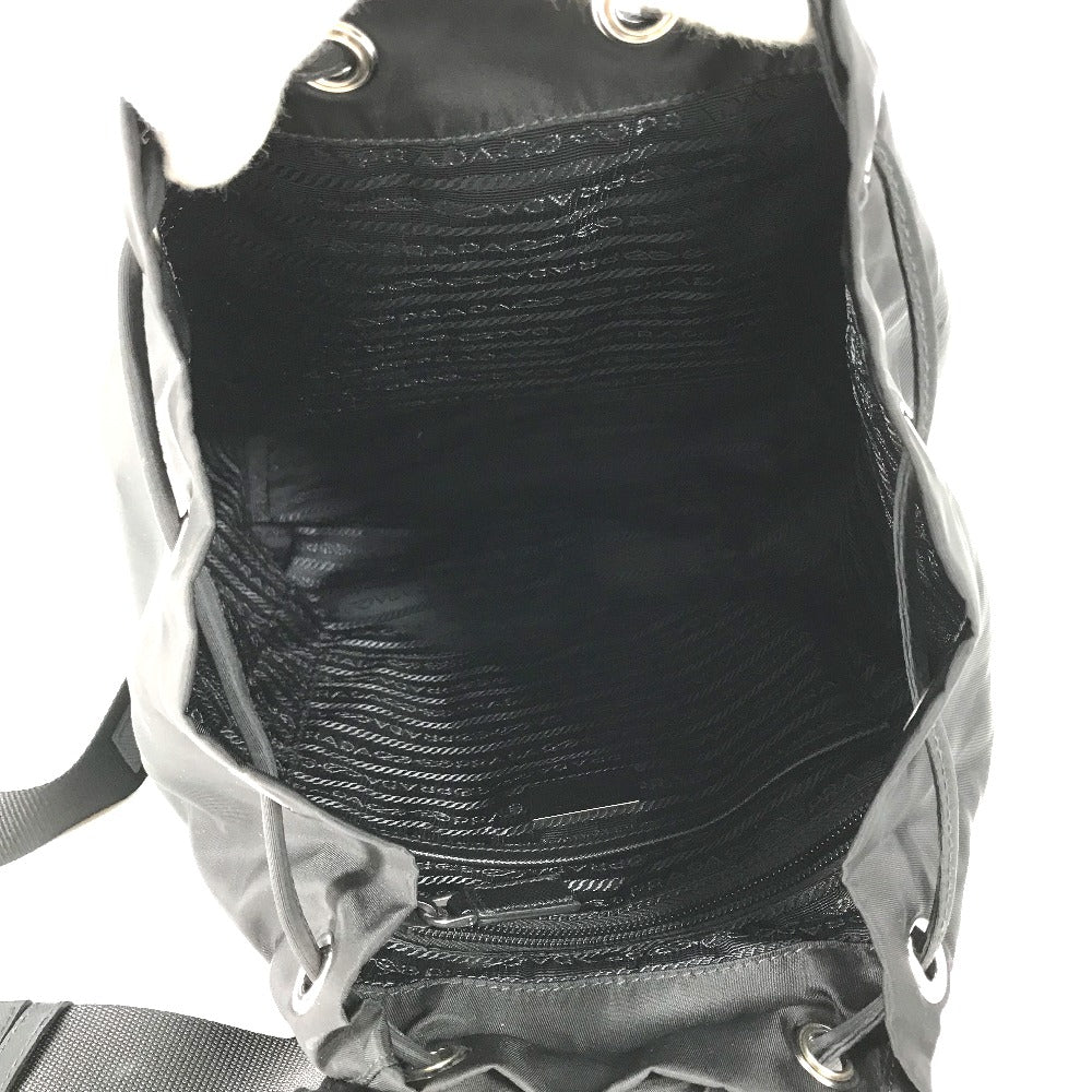 Prada Backpack 1Bz032 Nylon / Leather Black With Logo Triangle Logo Plate Women Secondhand