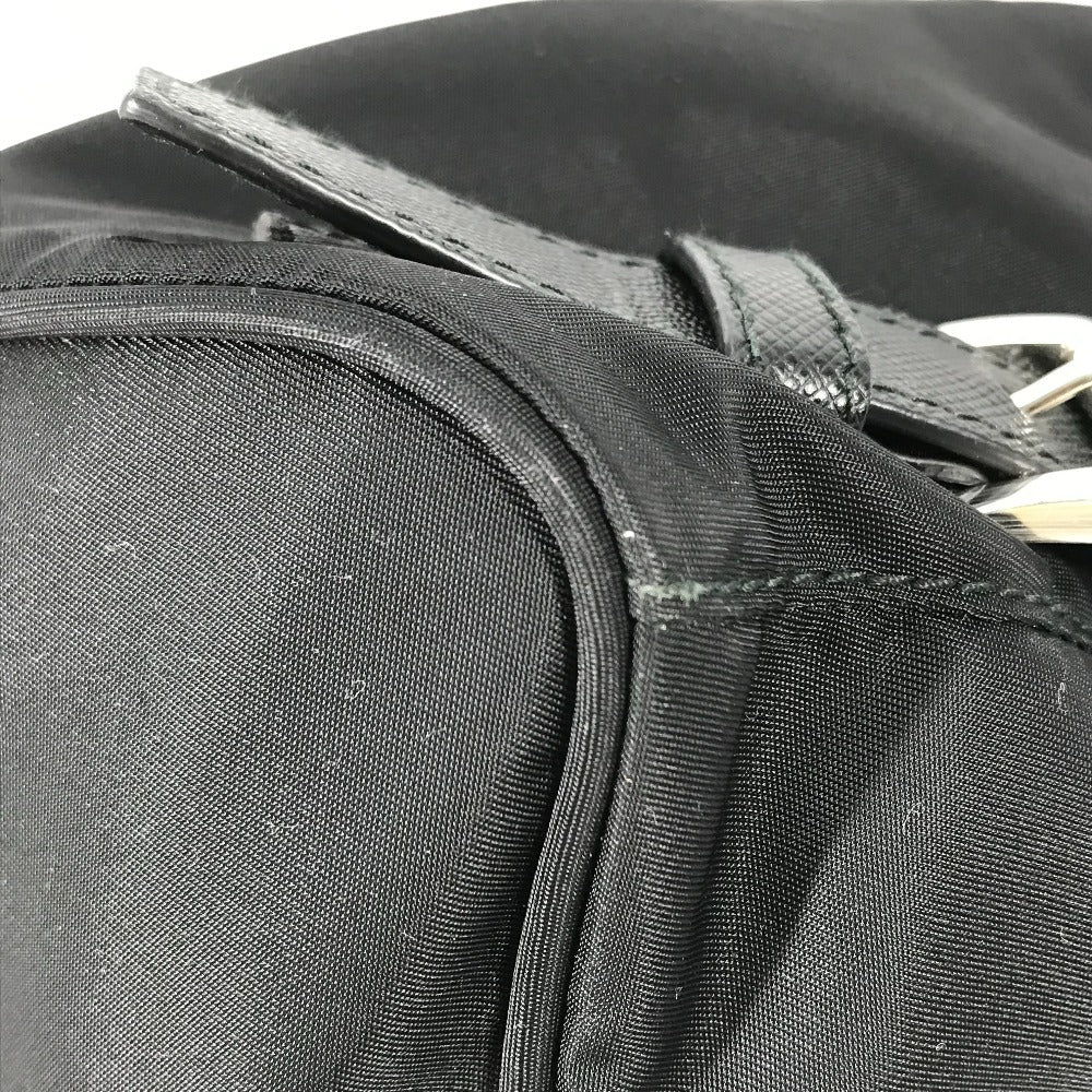 Prada Backpack 1Bz032 Nylon / Leather Black With Logo Triangle Logo Plate Women Secondhand