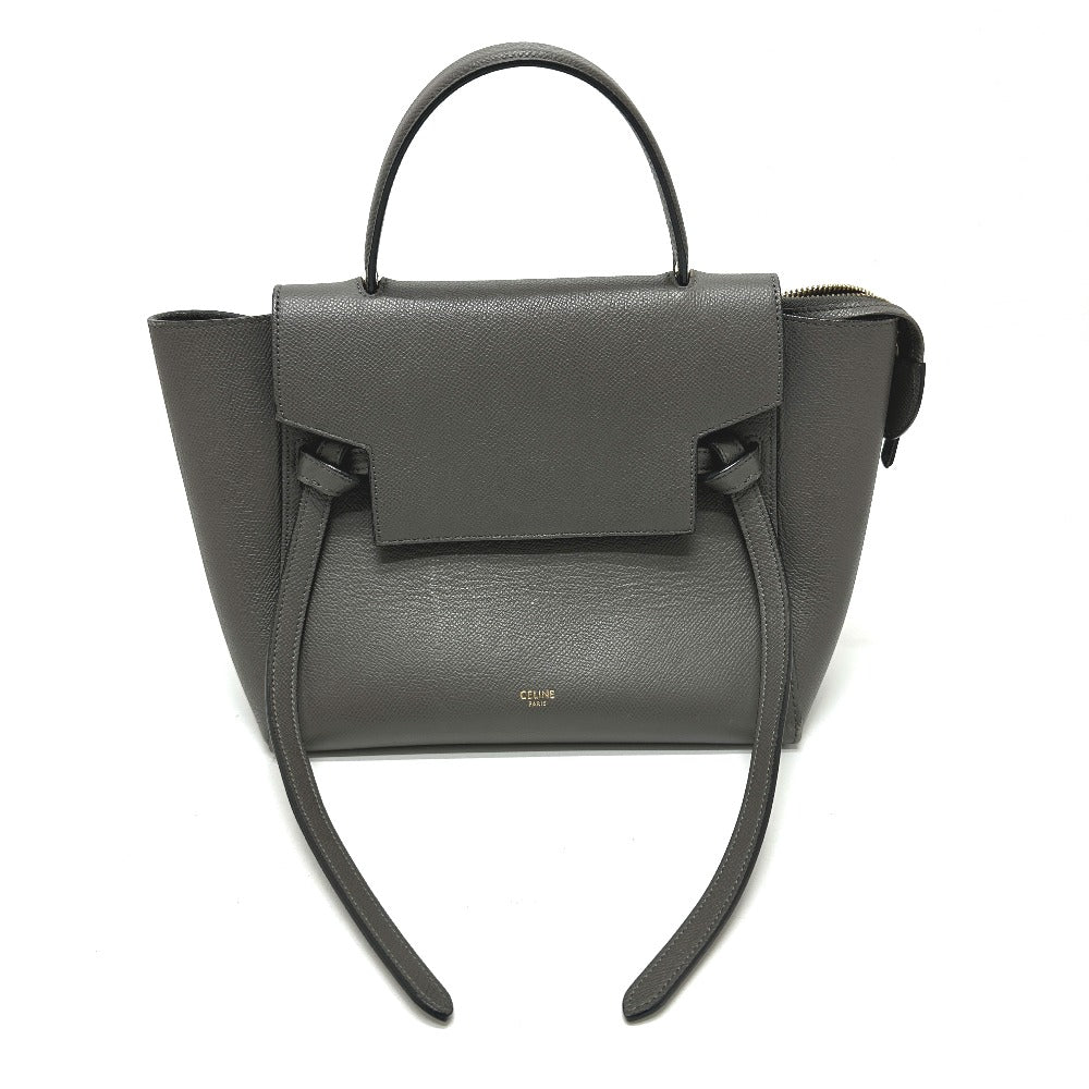 Celine Handbag 189153 Leather Gray Logo Belt Bag Micro Women