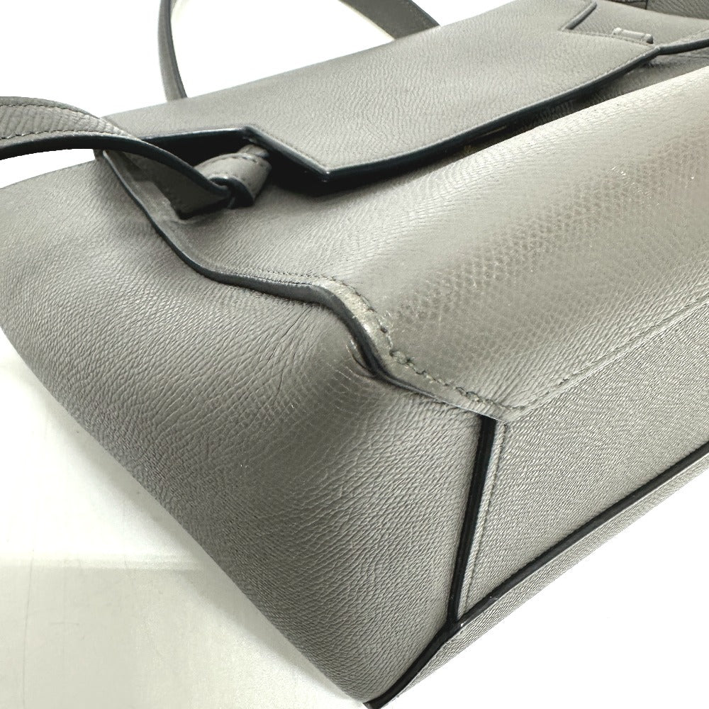 Celine Handbag 189153 Leather Gray Logo Belt Bag Micro Women