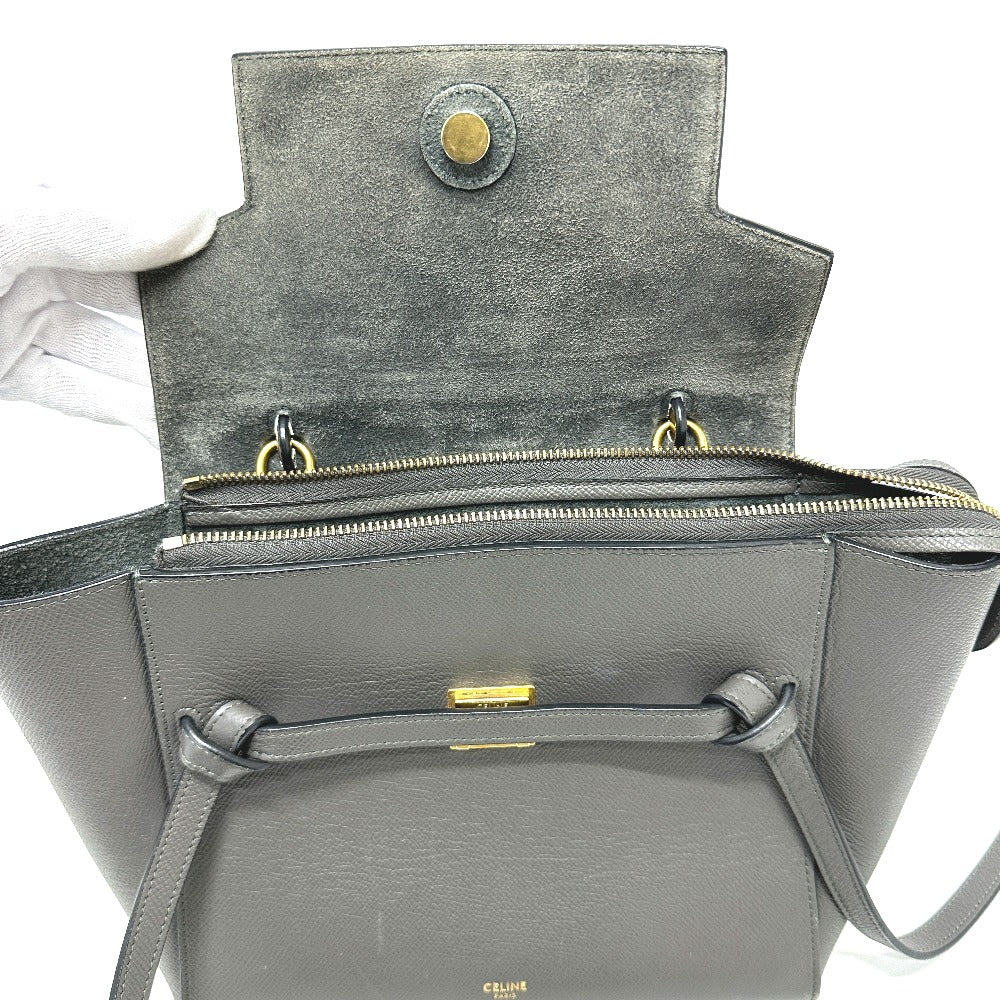 Celine Handbag 189153 Leather Gray Logo Belt Bag Micro Women