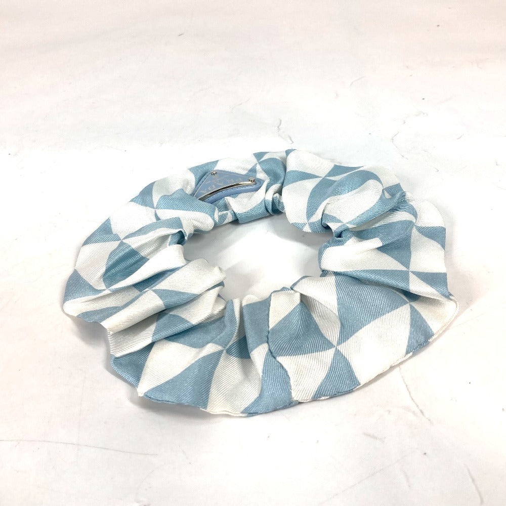 Prada Hair Accessory 1If015 Silk Blue Triangle Logo Plate Women