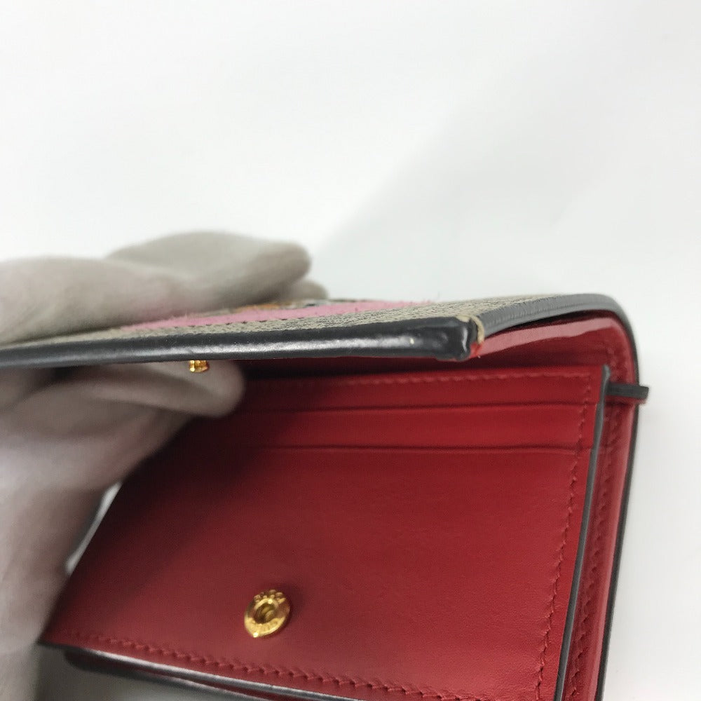 Gucci Folded Wallet 506277 Gg Supreme Canvas Beige X Pink Gg Supreme Bosco Bosco Applique Dog Women