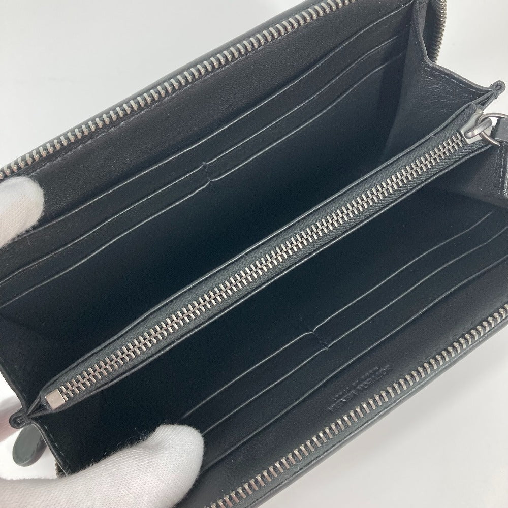 Bottegaveneta Long Wallet Purse Leather Black Long Wallet Intrecciato Women