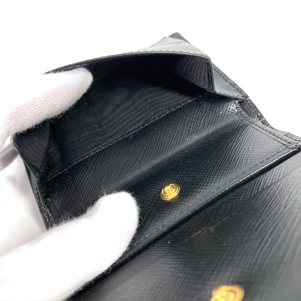Prada Folded Wallet 1Mv204 Leather Black All-Over Logo Women