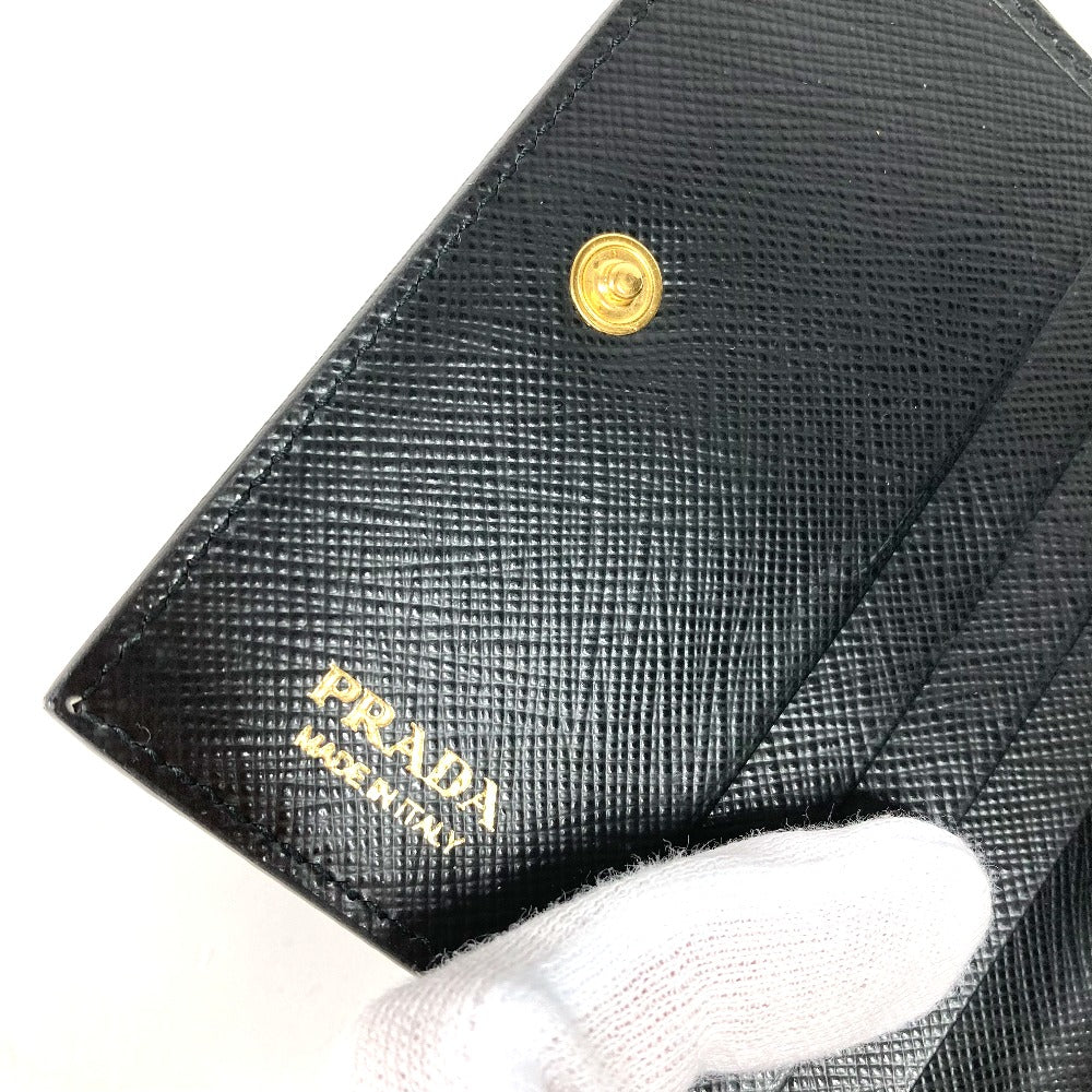 Prada Folded Wallet 1Mv204 Leather Black All-Over Logo Women