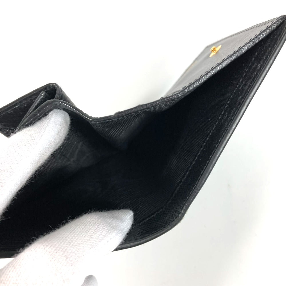 Prada Folded Wallet 1Mv204 Leather Black All-Over Logo Women