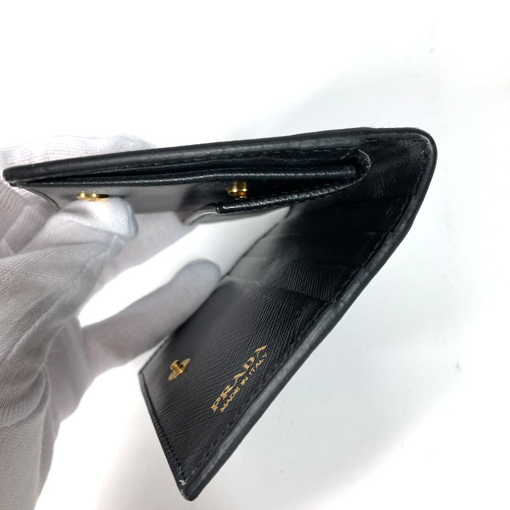 Prada Folded Wallet 1Mv204 Leather Black All-Over Logo Women