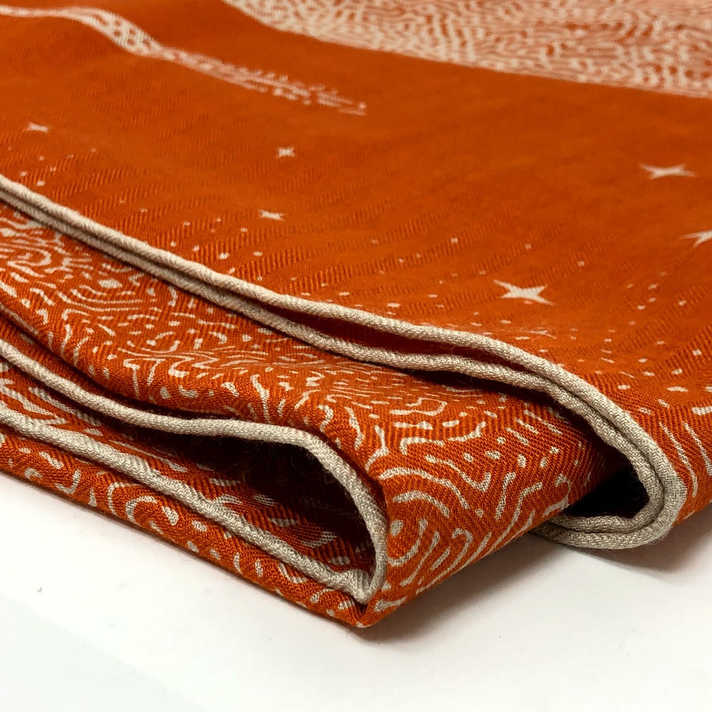 Hermes Scarf Cotton, Silk Orange Clair De Lune Calegean 140 Women