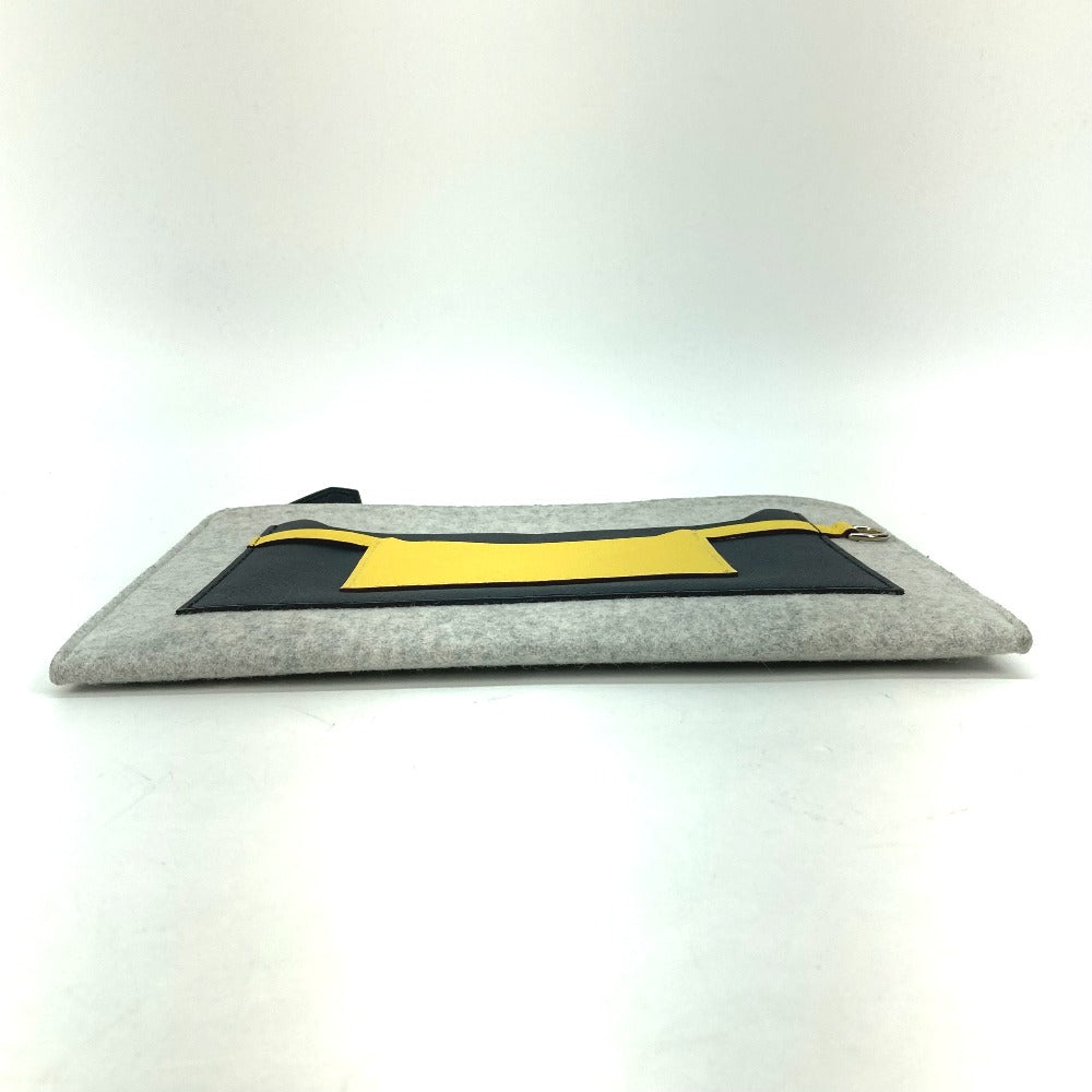 Hermes Clutch Bag Felt / Epsom Gray X Yellow Pouch To Doo 29 Mens