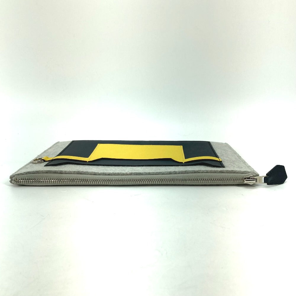 Hermes Clutch Bag Felt / Epsom Gray X Yellow Pouch To Doo 29 Mens