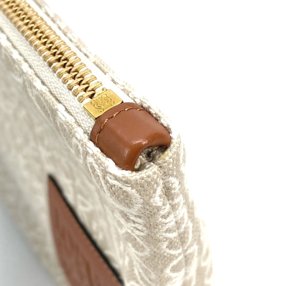 Loewe Clutch Bag Canvas / Leather Beige X Brown Anagram Jacquard Oblong Pouch Mens