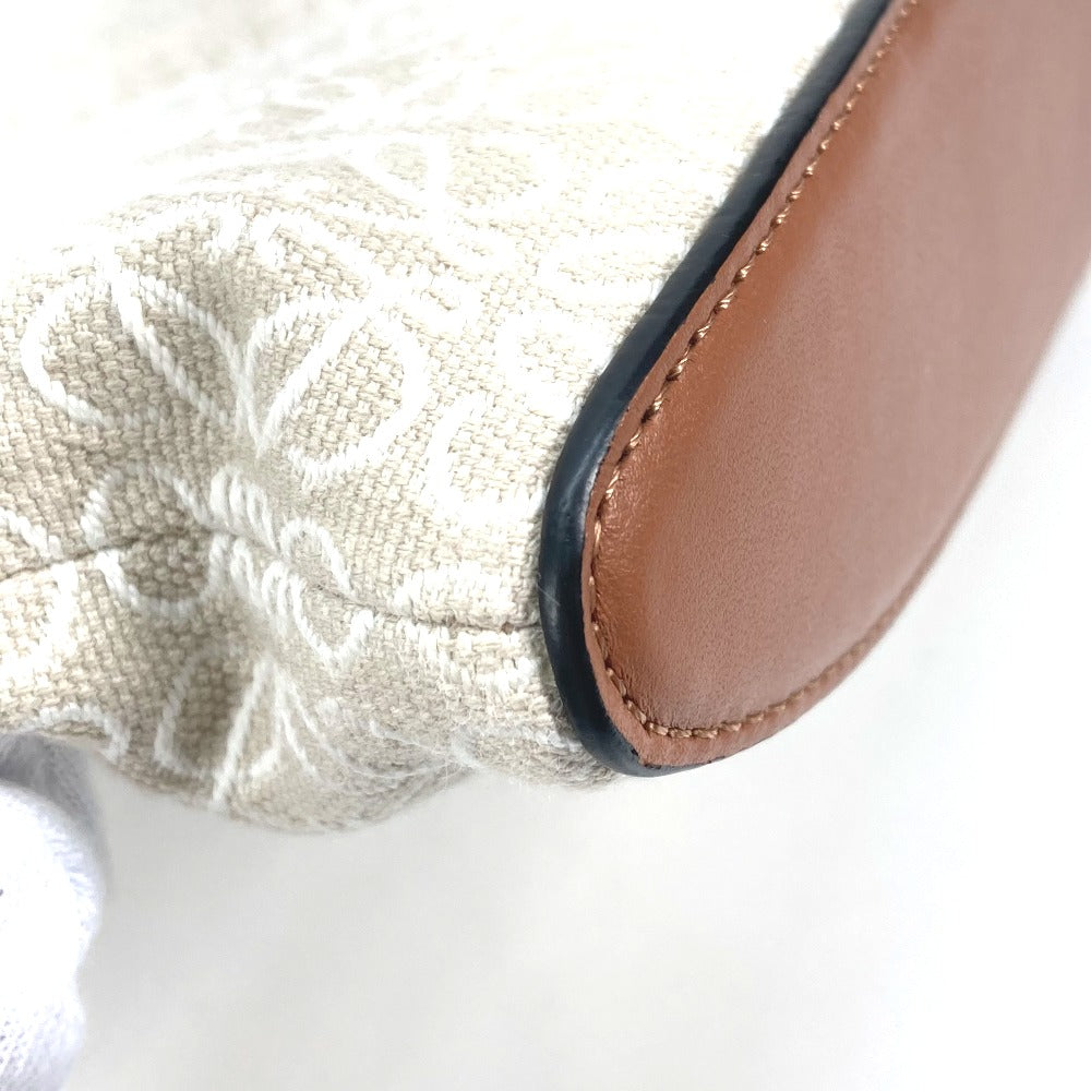 Loewe Clutch Bag Canvas / Leather Beige X Brown Anagram Jacquard Oblong Pouch Mens