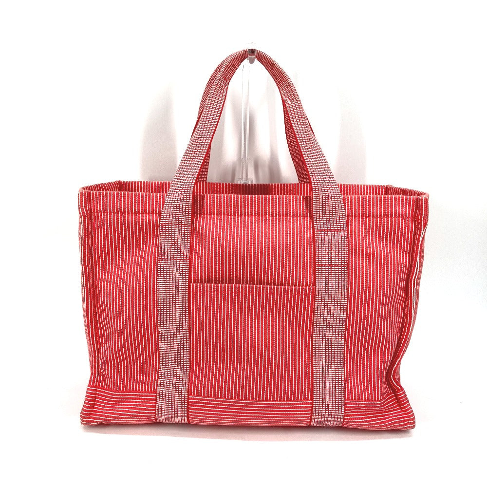 Hermes Tote Bag Canvas Red Mothers Bag Caval Horse Cheval Stripes Kids
