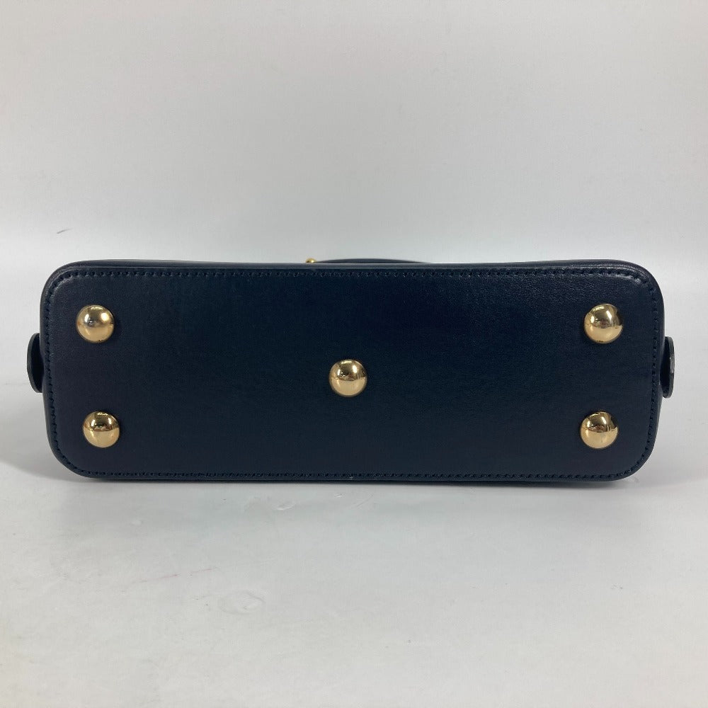 Gucci Handbag 621220 Canvas Leather Beige X Dark Navy Horsebit 1955 Small Top Handle Women