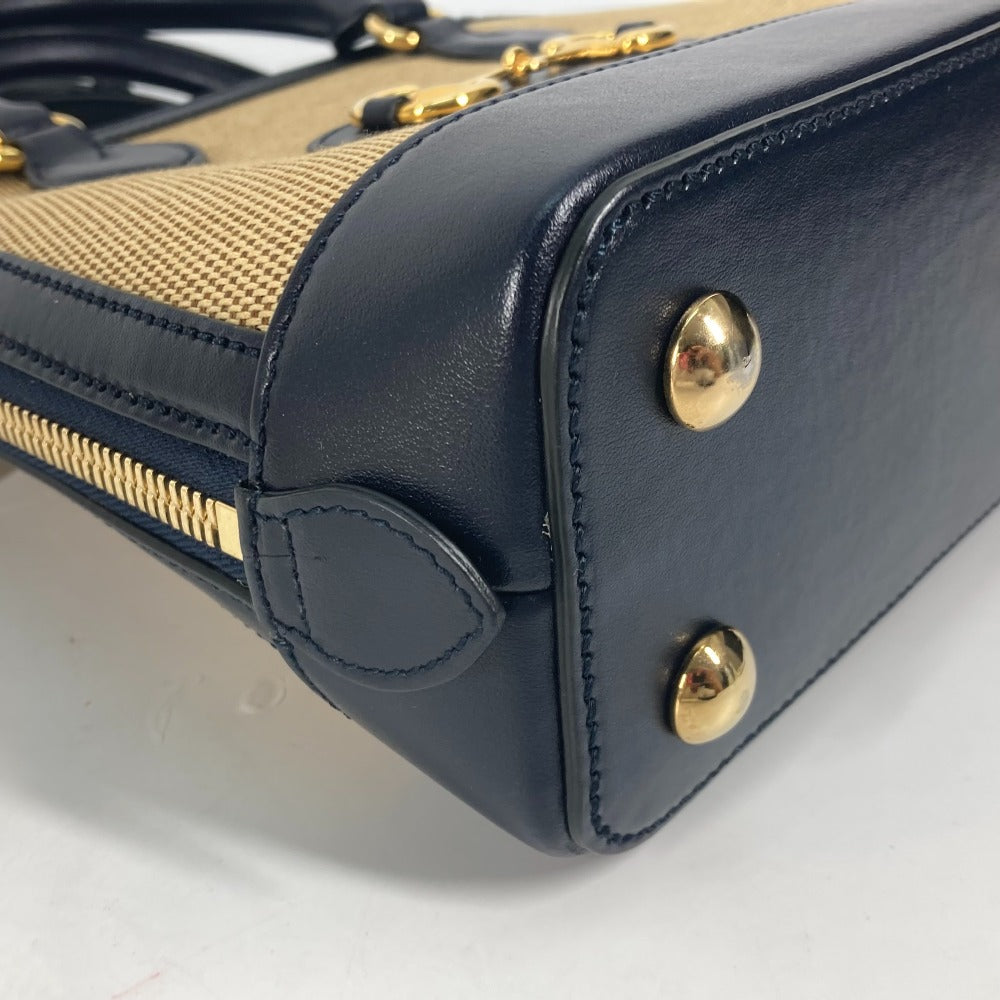 Gucci Handbag 621220 Canvas Leather Beige X Dark Navy Horsebit 1955 Small Top Handle Women