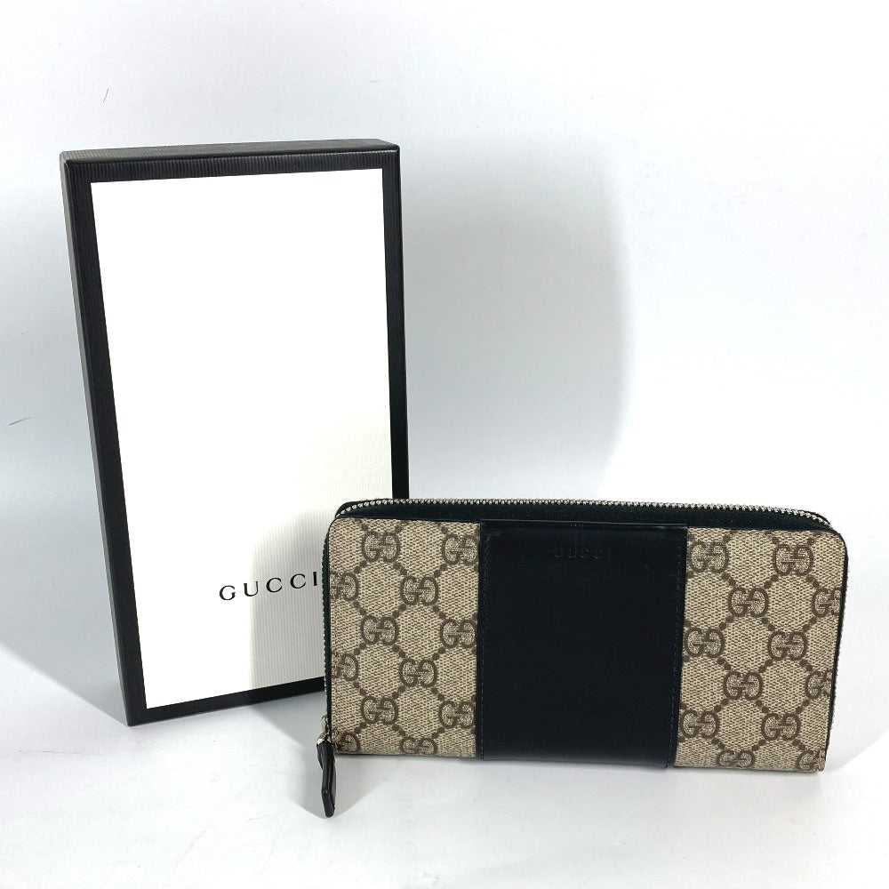 Gucci Long Wallet Purse 451249 Pvc Leather Beige Gg Supreme Long Wallet Women