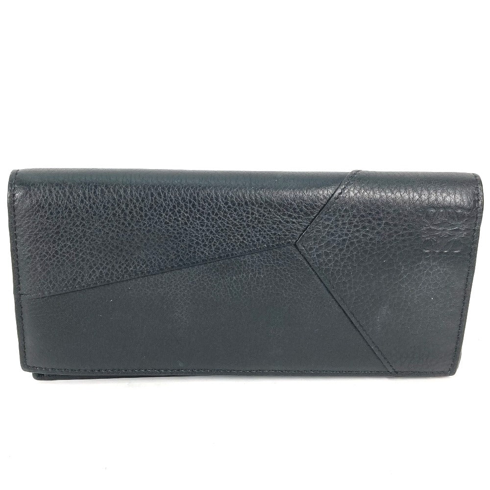 Loewe Long Wallet Purse Leather Black Long Wallet Puzzle Mens