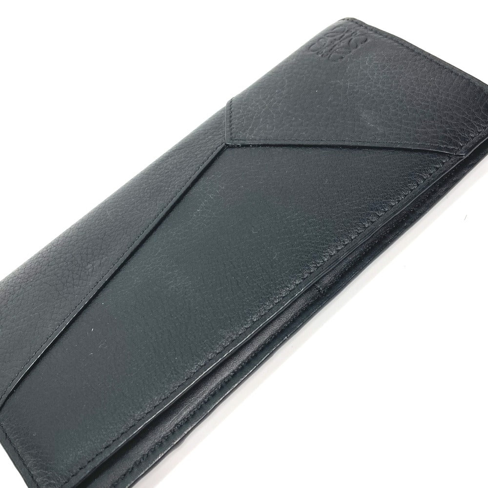 Loewe Long Wallet Purse Leather Black Long Wallet Puzzle Mens