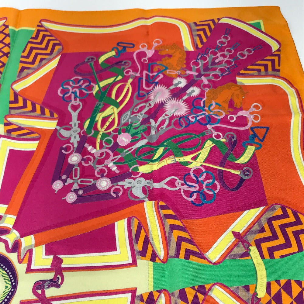 Hermes Scarf Silk Orange Bouquets Sellier Women