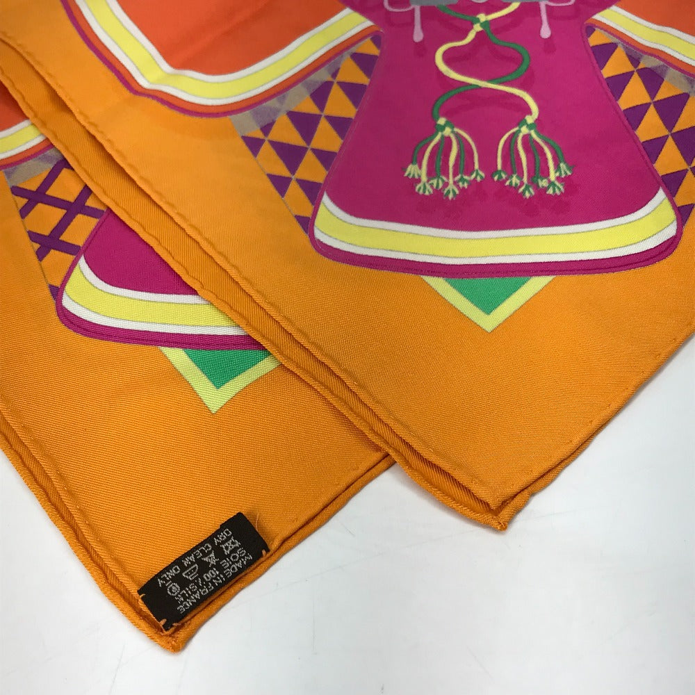 Hermes Scarf Silk Orange Bouquets Sellier Women