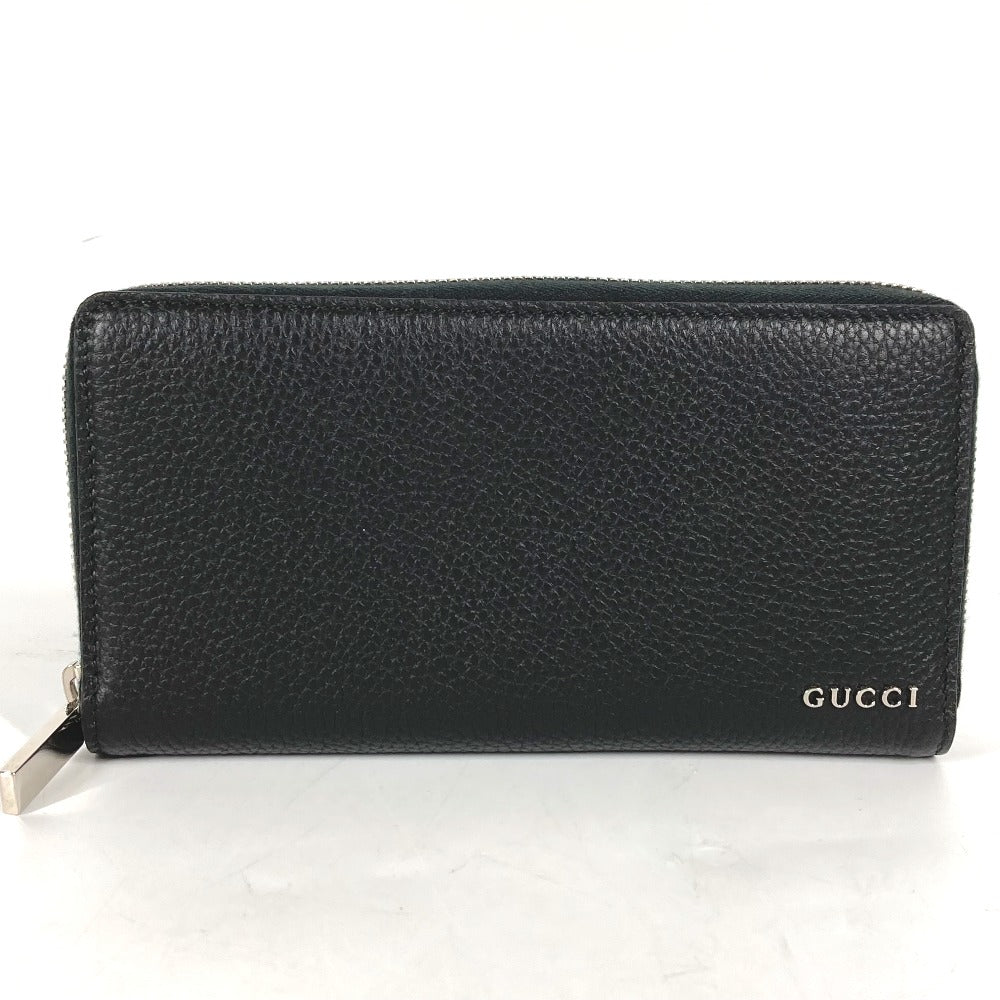 Gucci Long Wallet Purse 771154 Leather Black Long Wallet Logo Zip Around Wallet Mens