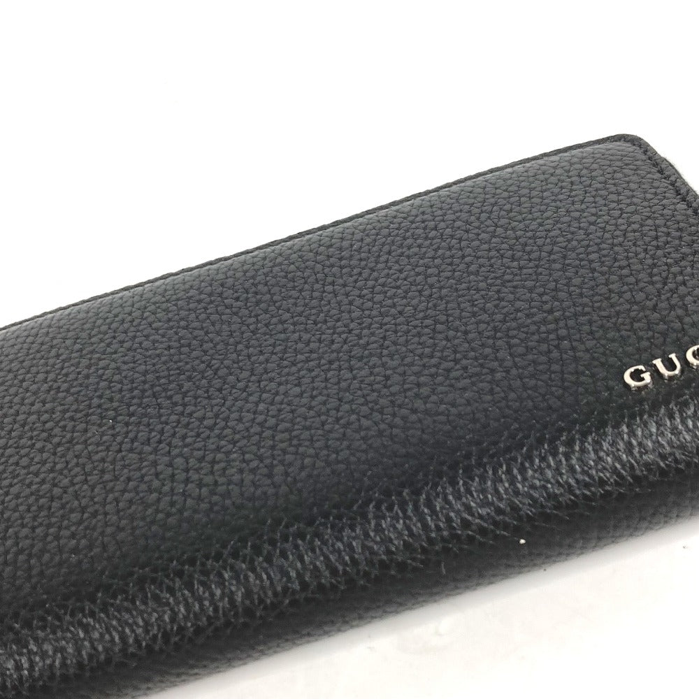 Gucci Long Wallet Purse 771154 Leather Black Long Wallet Logo Zip Around Wallet Mens