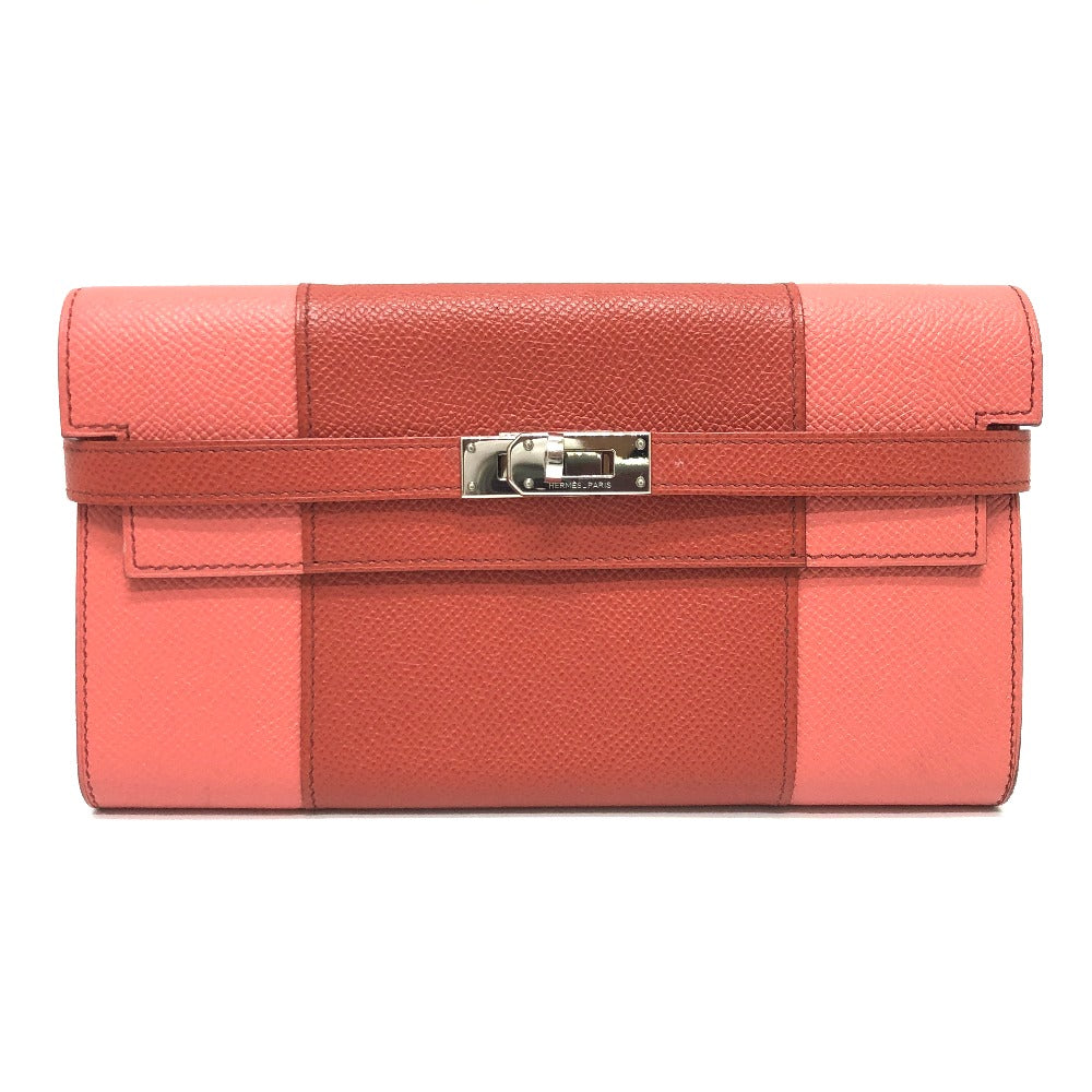 Hermes Long Wallet Purse Epsom Pink Long Wallet Kelly Wallet Flag Women