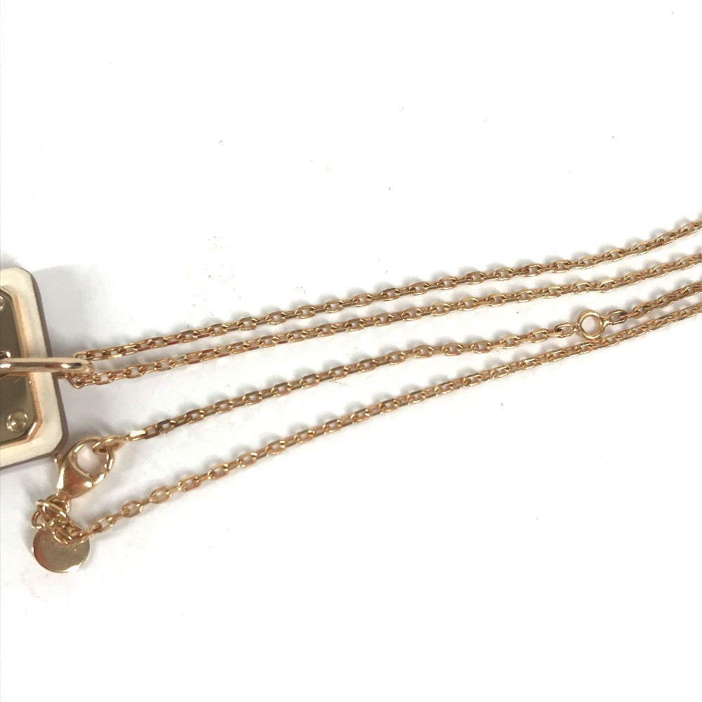 Hermes Necklace Metal, Leather White X Pink Gold Accessories Asdu Cool Pm Women