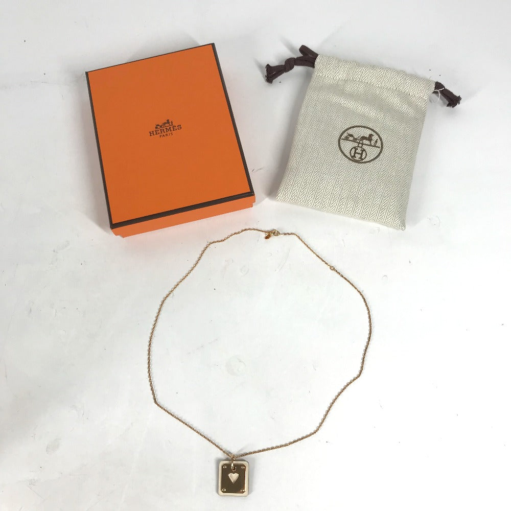 Hermes Necklace Metal, Leather White X Pink Gold Accessories Asdu Cool Pm Women