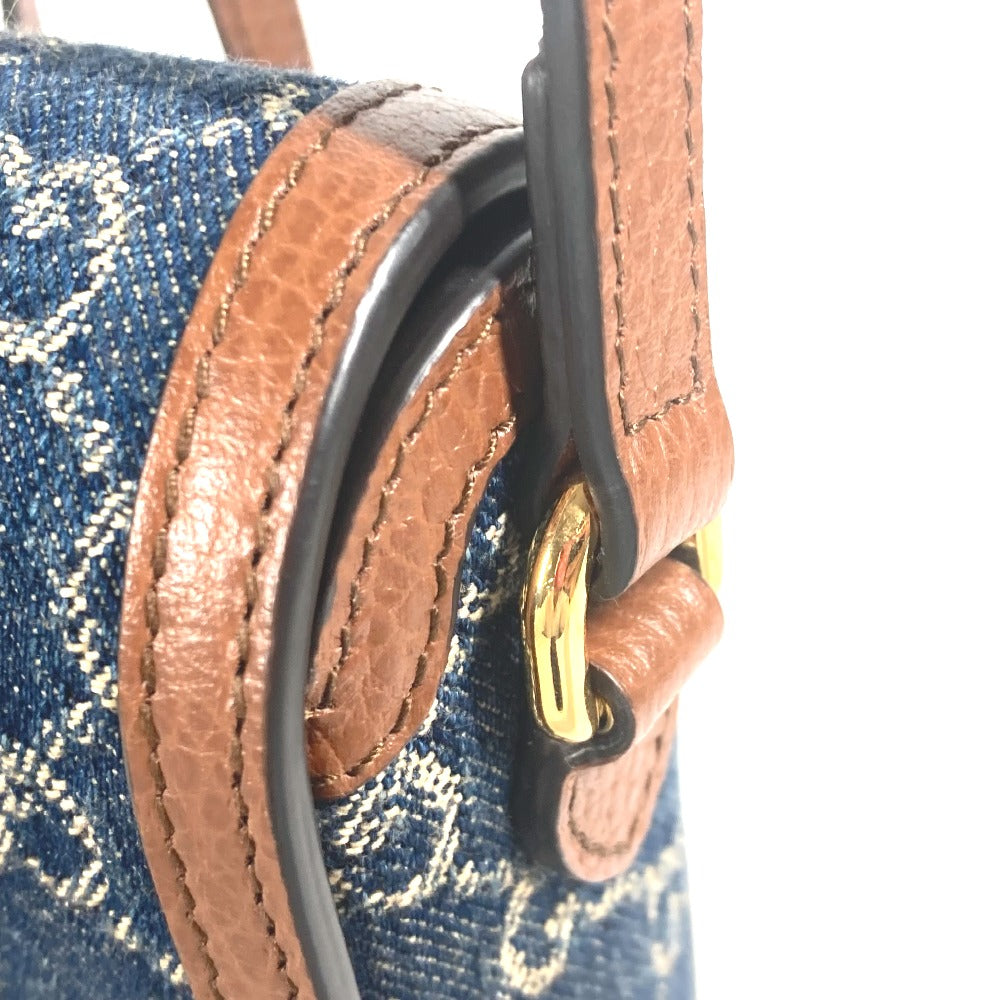 Gucci Shoulder Bag 625615 Denim, Leather Blue X Brown Gg Denim Horsebit 1955 Mini Bag Women