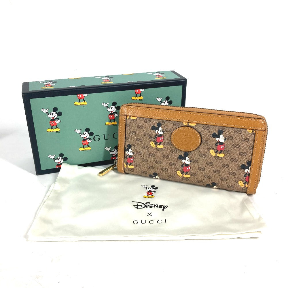 Gucci Long Wallet Purse 602532 Gg Supreme Canvas Beige X Brown Mini Gg Supreme Disney Disney