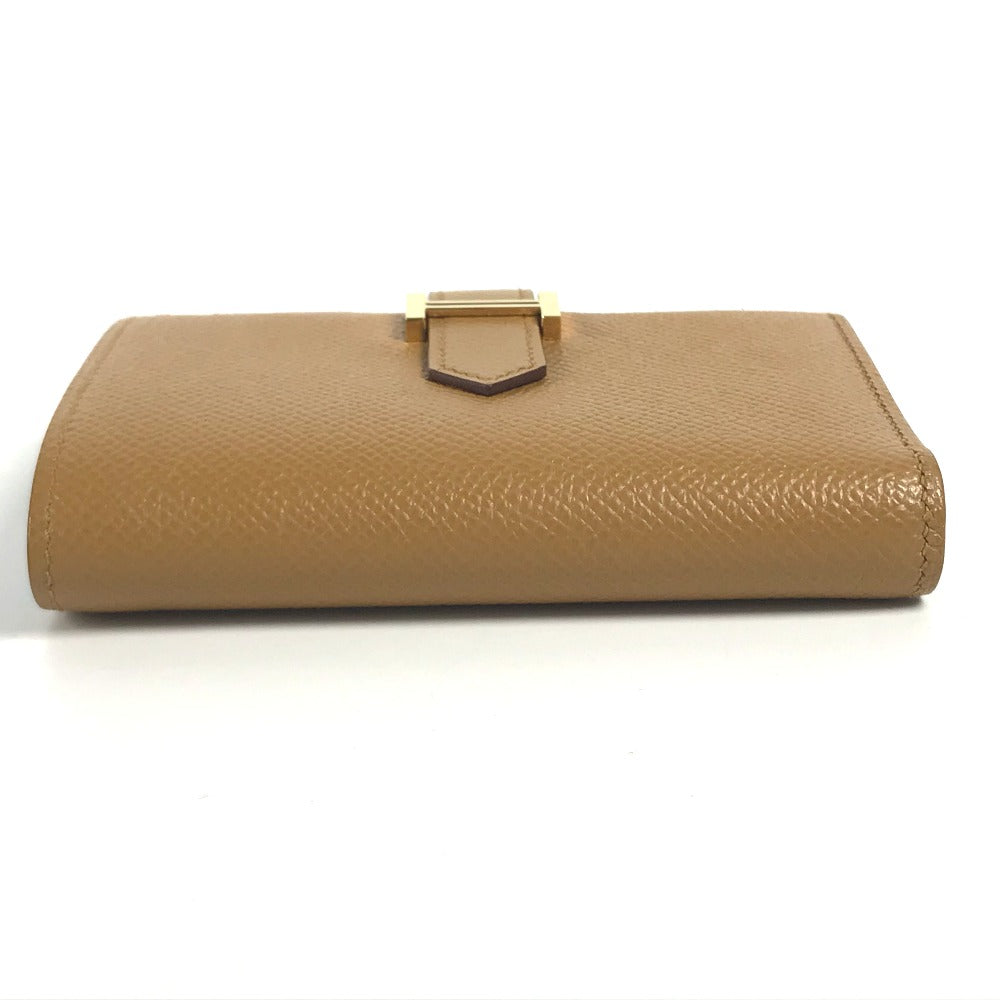Hermes Trifold Wallet Epsom Brown X Light Blue H Logo Bicolor Bean Combine Women