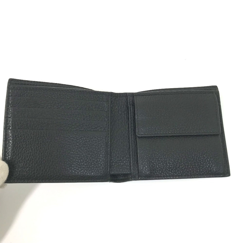 Gucci Folded Wallet 496316 Leather Black Vintage Logo Print Mens