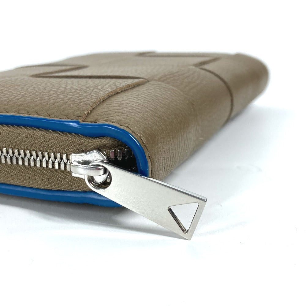 Bottegaveneta Long Wallet Purse 748054Vcp142569 Leather Brown X Blue Maxi Intrecciato Personalized