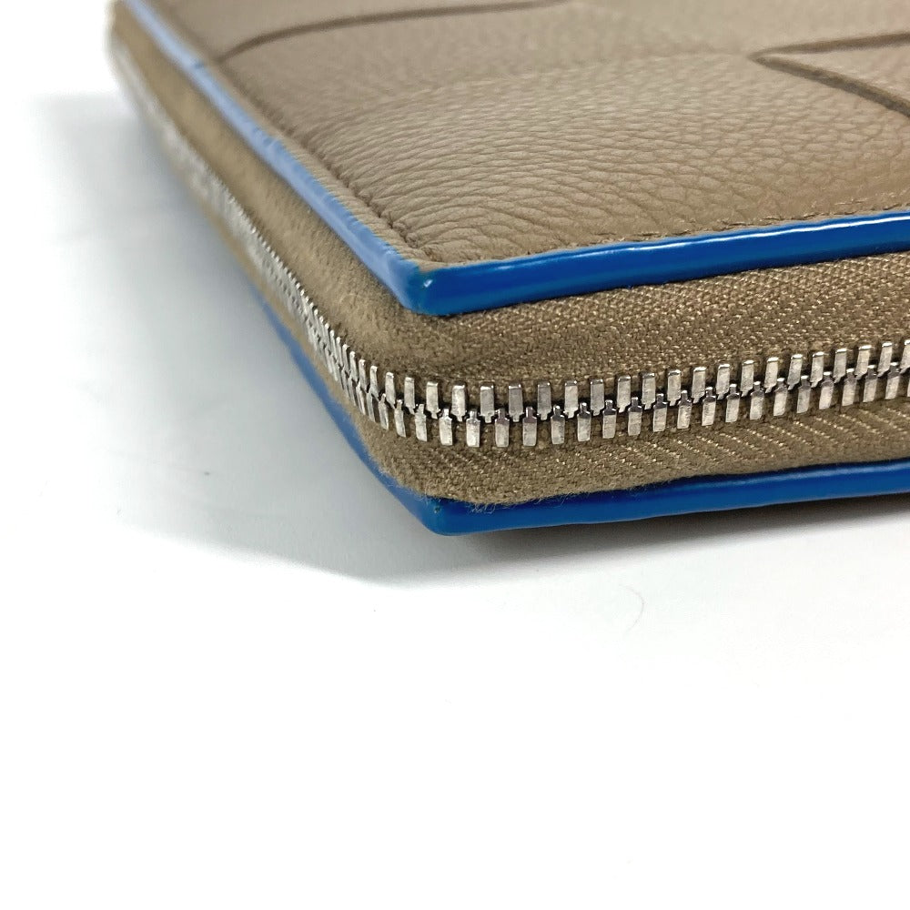 Bottegaveneta Long Wallet Purse 748054Vcp142569 Leather Brown X Blue Maxi Intrecciato Personalized