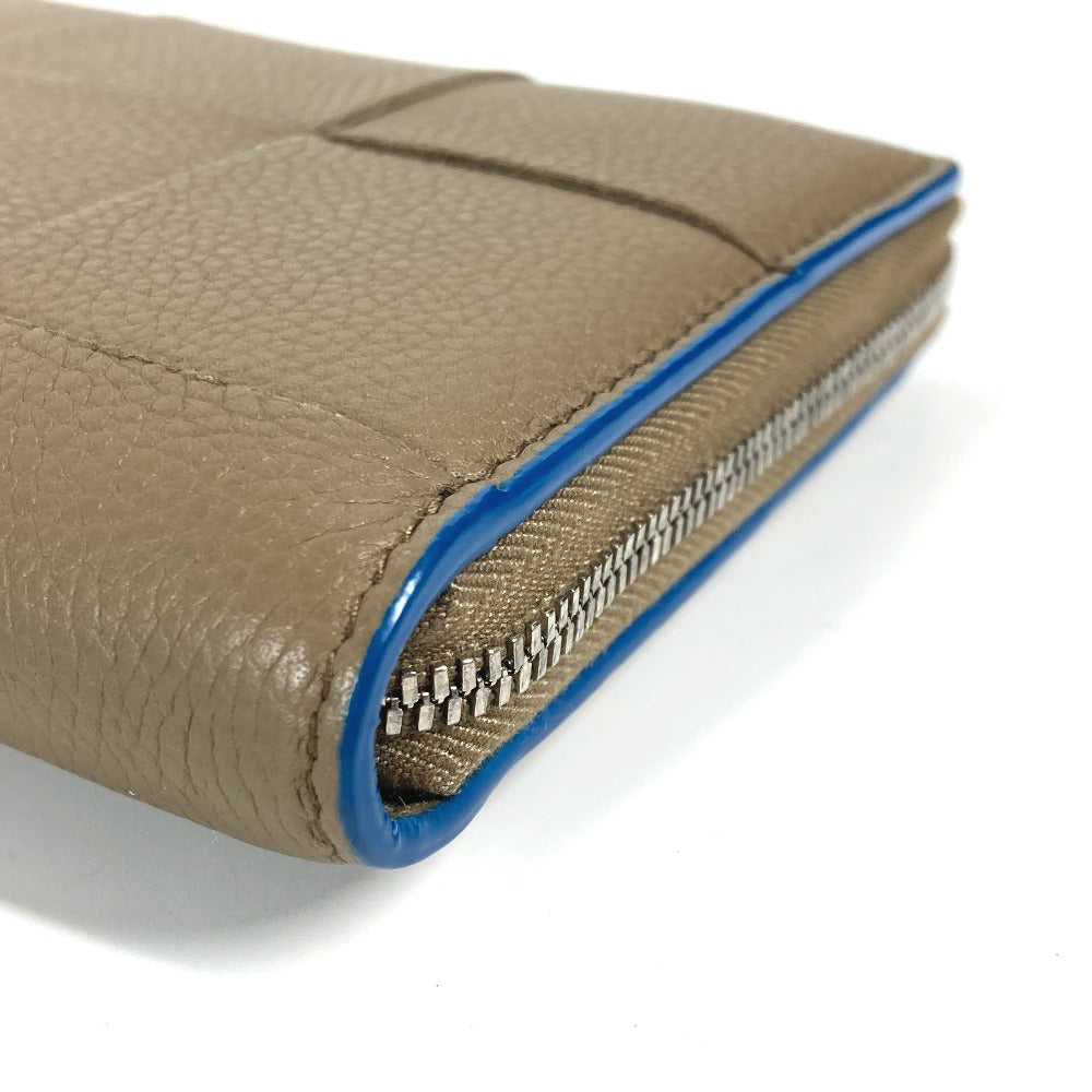 Bottegaveneta Long Wallet Purse 748054Vcp142569 Leather Brown X Blue Maxi Intrecciato Personalized