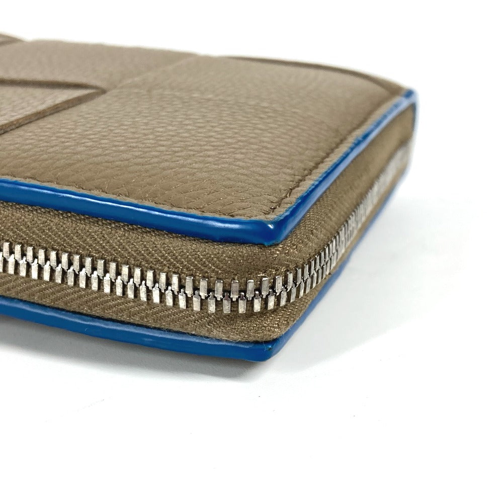 Bottegaveneta Long Wallet Purse 748054Vcp142569 Leather Brown X Blue Maxi Intrecciato Personalized