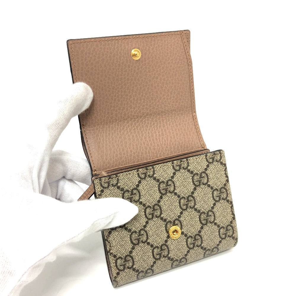 Gucci Folded Wallet 598587 Gg Supreme Canvas, Leather Beige Gg Supreme Double G Medium Wallet Women
