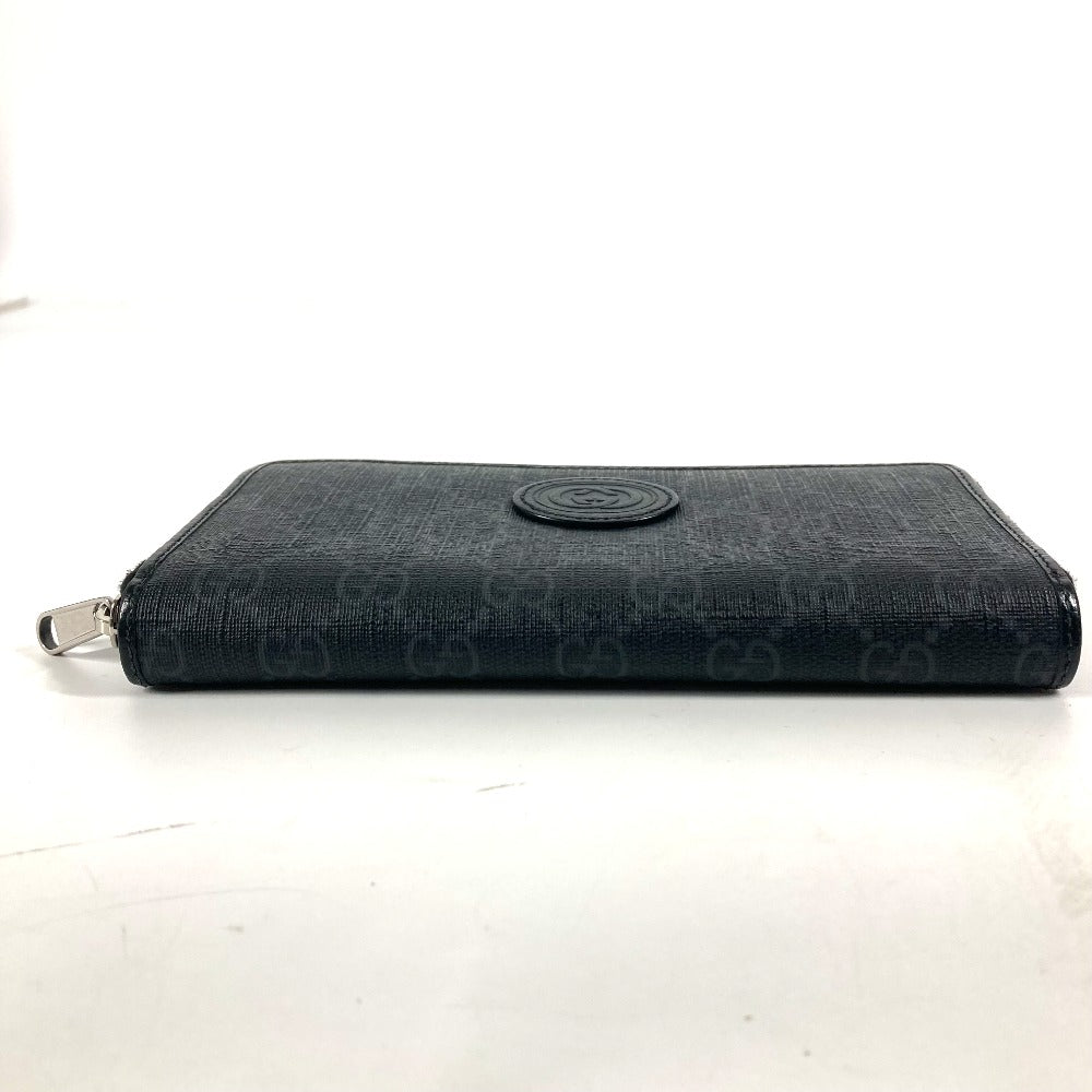 Gucci Long Wallet Purse 673003 Gg Supreme Canvas Black Gg Supreme Interlocking G Zip-Around Wallet