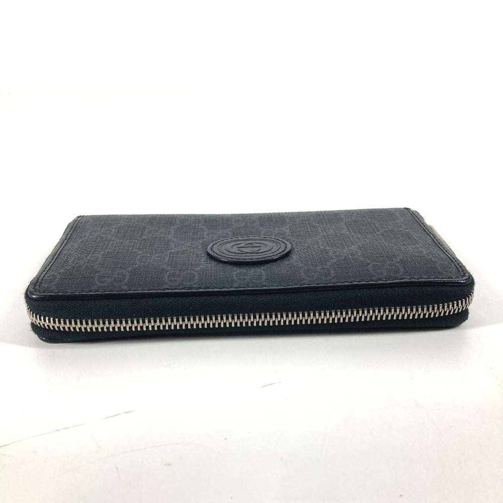 Gucci Long Wallet Purse 673003 Gg Supreme Canvas Black Gg Supreme Interlocking G Zip-Around Wallet
