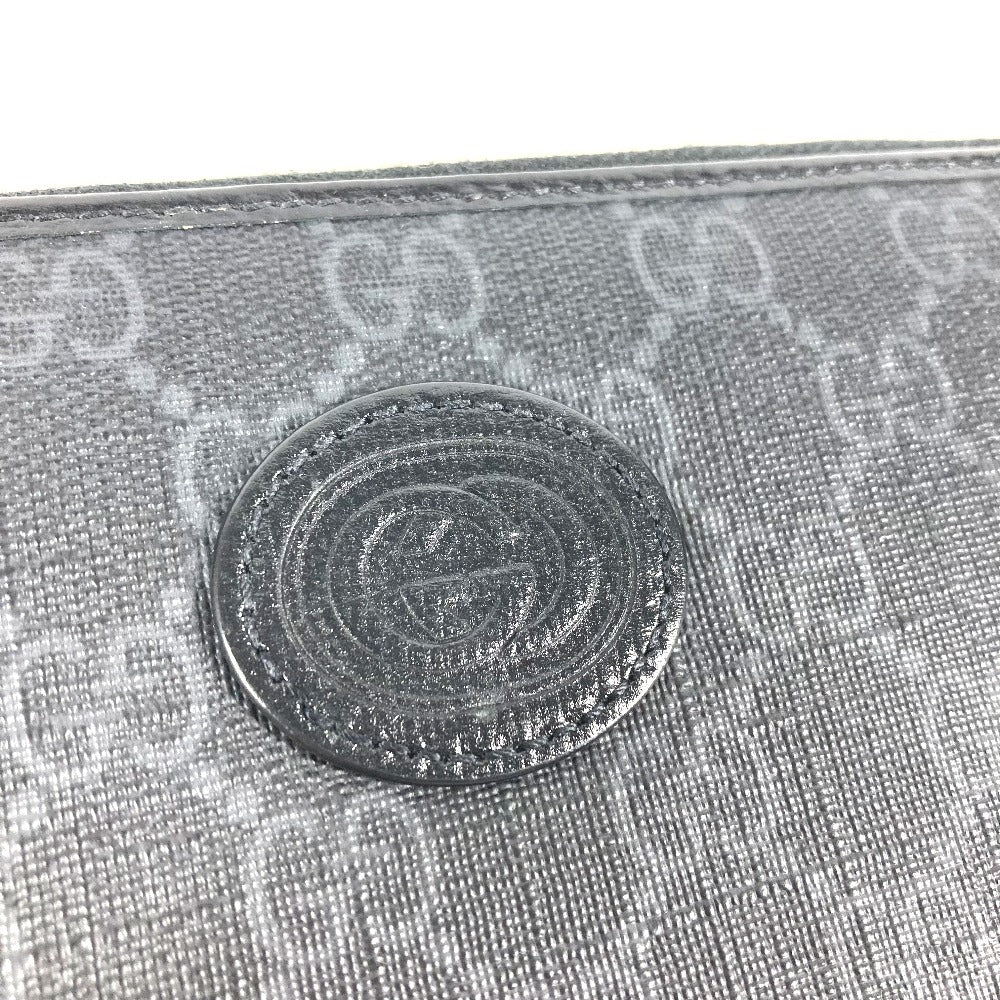 Gucci Long Wallet Purse 673003 Gg Supreme Canvas Black Gg Supreme Interlocking G Zip-Around Wallet