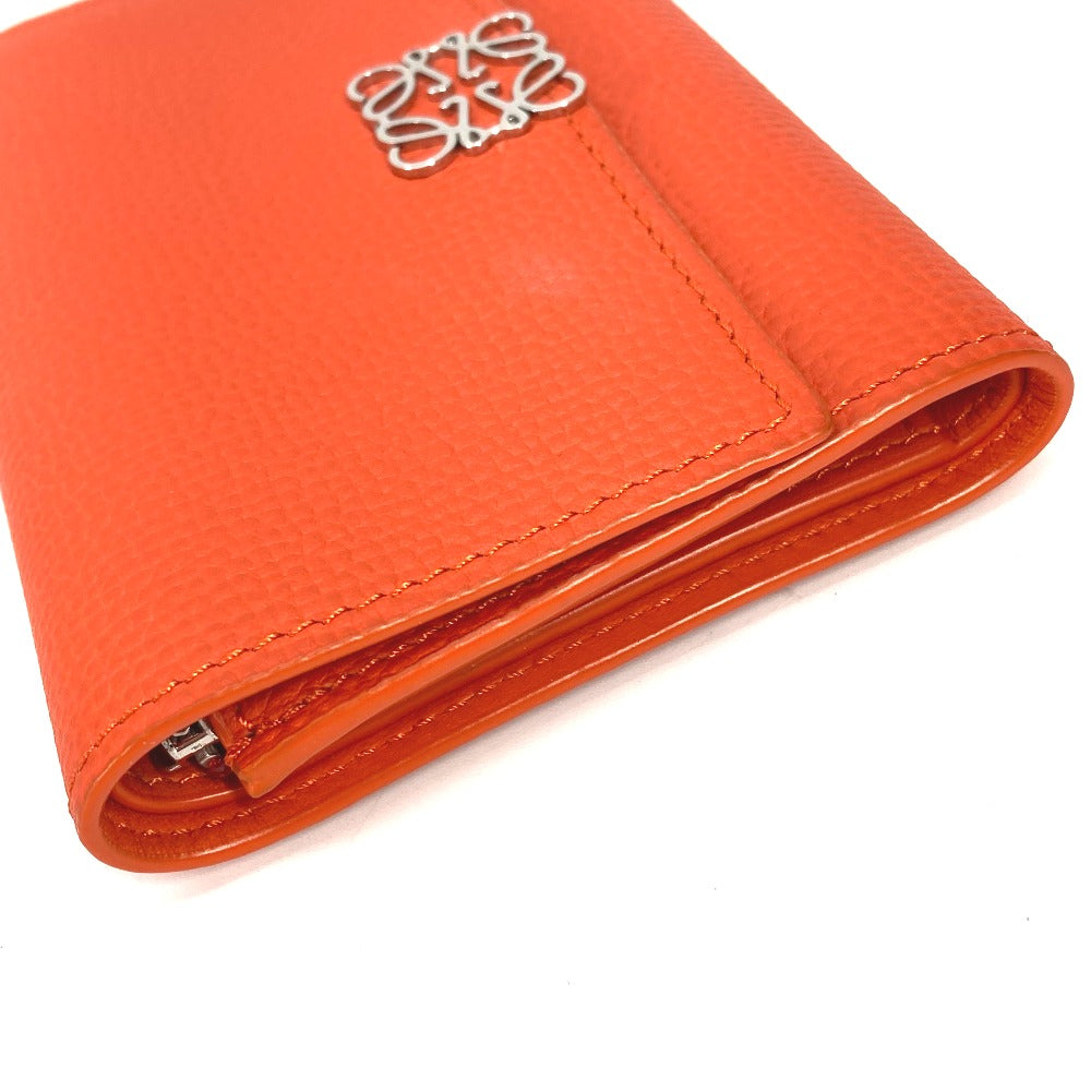 Loewe Trifold Wallet C821S33X07 Leather Orange Anagram Bar Tikal Wallet Small Women
