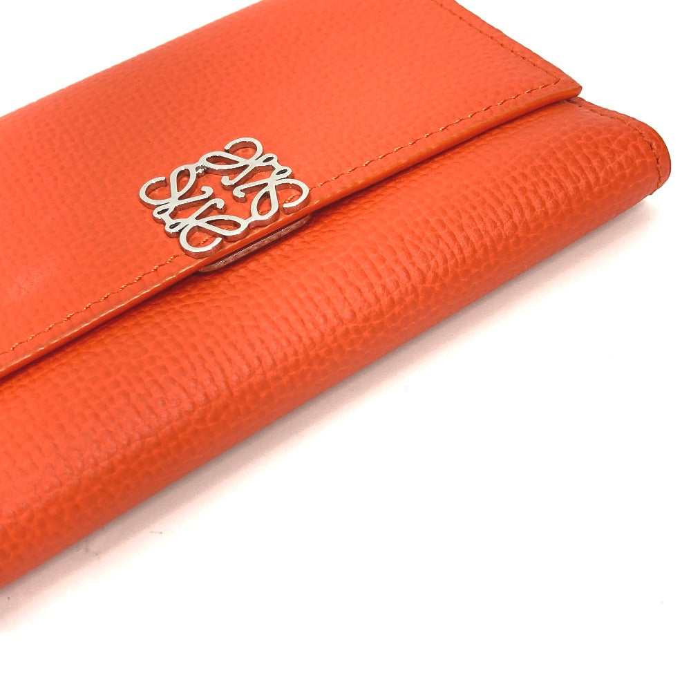 Loewe Trifold Wallet C821S33X07 Leather Orange Anagram Bar Tikal Wallet Small Women