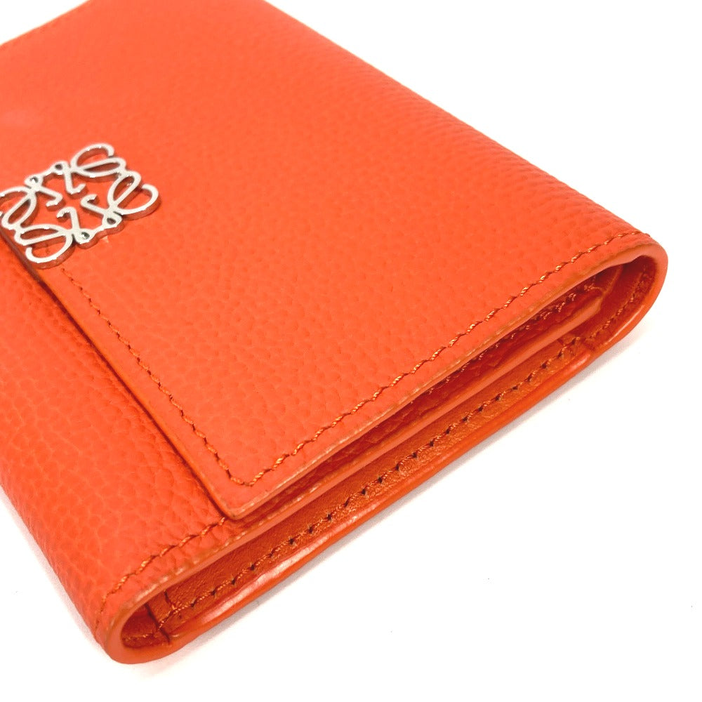 Loewe Trifold Wallet C821S33X07 Leather Orange Anagram Bar Tikal Wallet Small Women