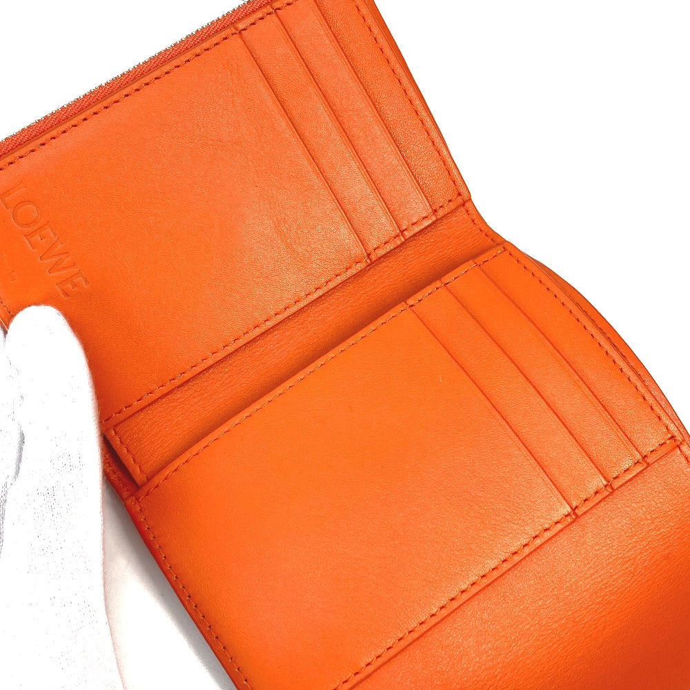 Loewe Trifold Wallet C821S33X07 Leather Orange Anagram Bar Tikal Wallet Small Women