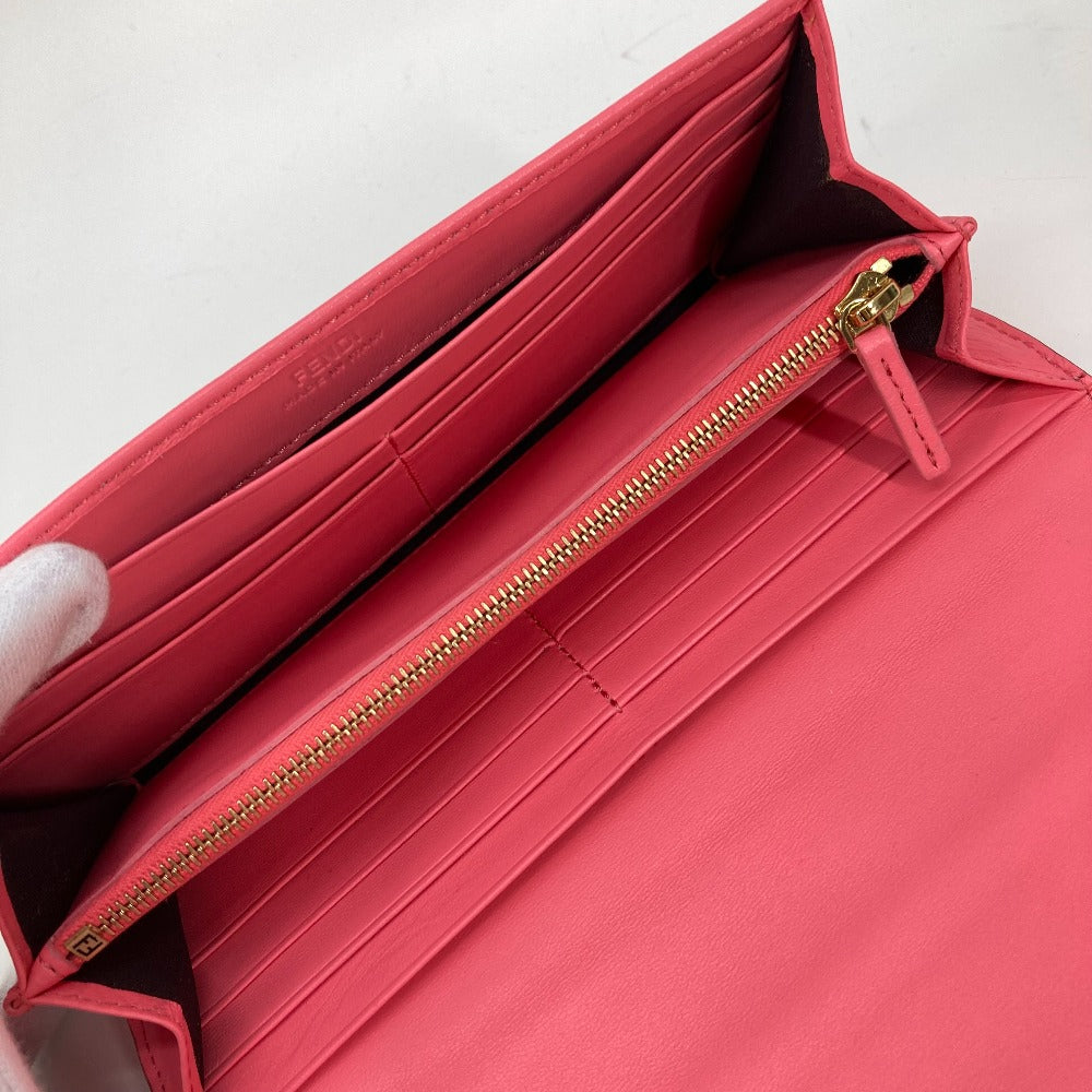 Fendi Long Wallet Purse 8M0251 Leather Pink Zucca Baguette Continental Women