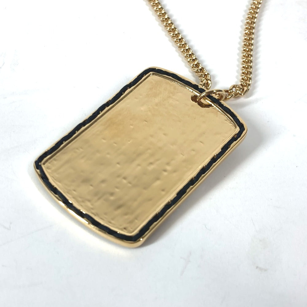 Chanel Necklace Gold Plated Gold B24C Coco Mark Cc Dog Tag Women